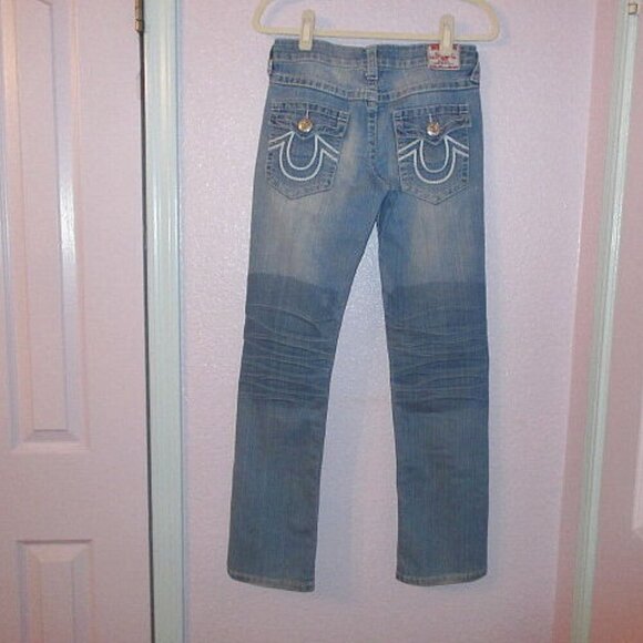 Vtg True Religion Julie Low Rise Jeans Size 27 Flap Pockets Stretch Y2K 90s - Picture 1 of 12